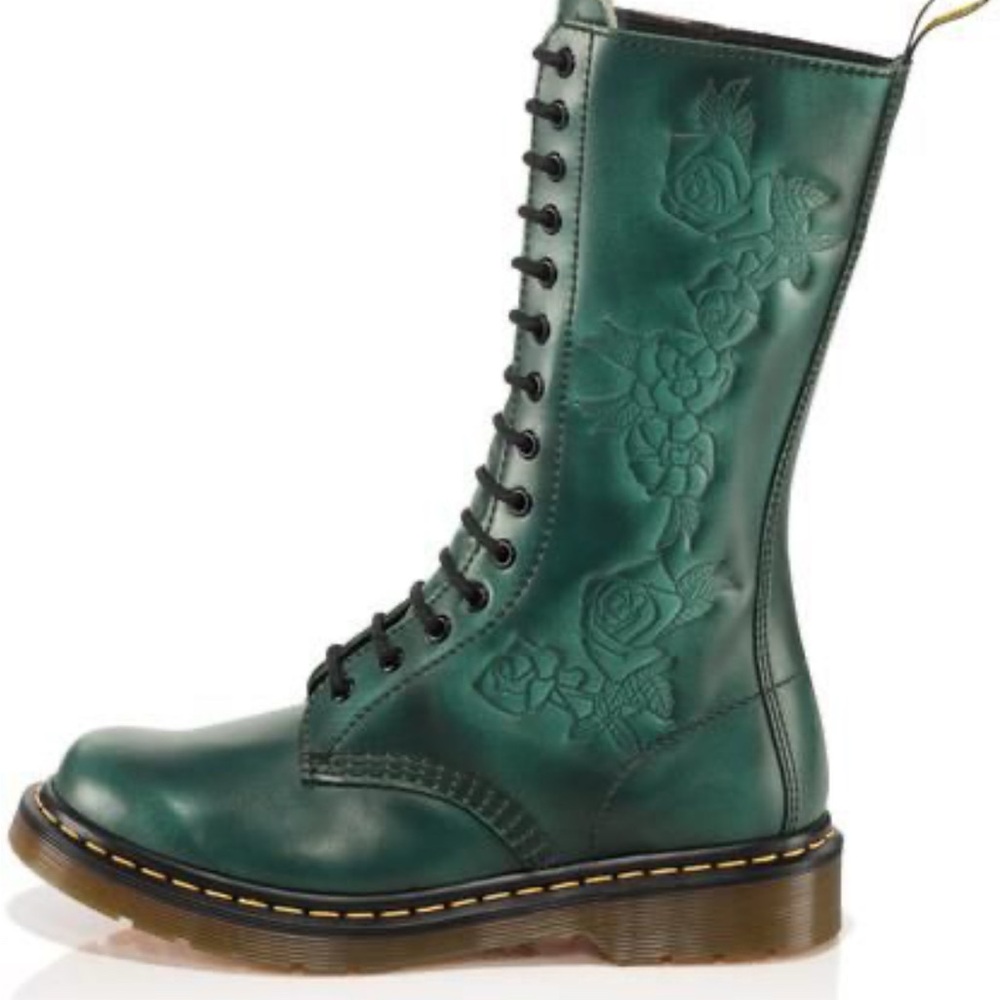 Dr martens Norah 1b99 14 eye 1914 teal green mid calf boots UK 6 US 8